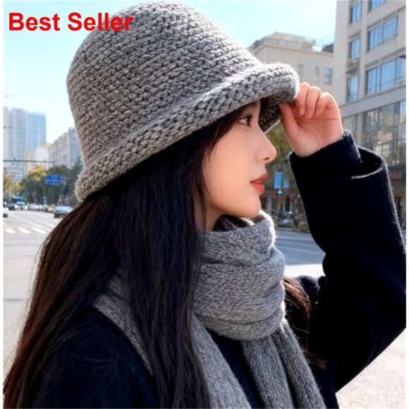 Acrylic Knitted Bucket Hat Winter Warm Crochet Cap main image 4